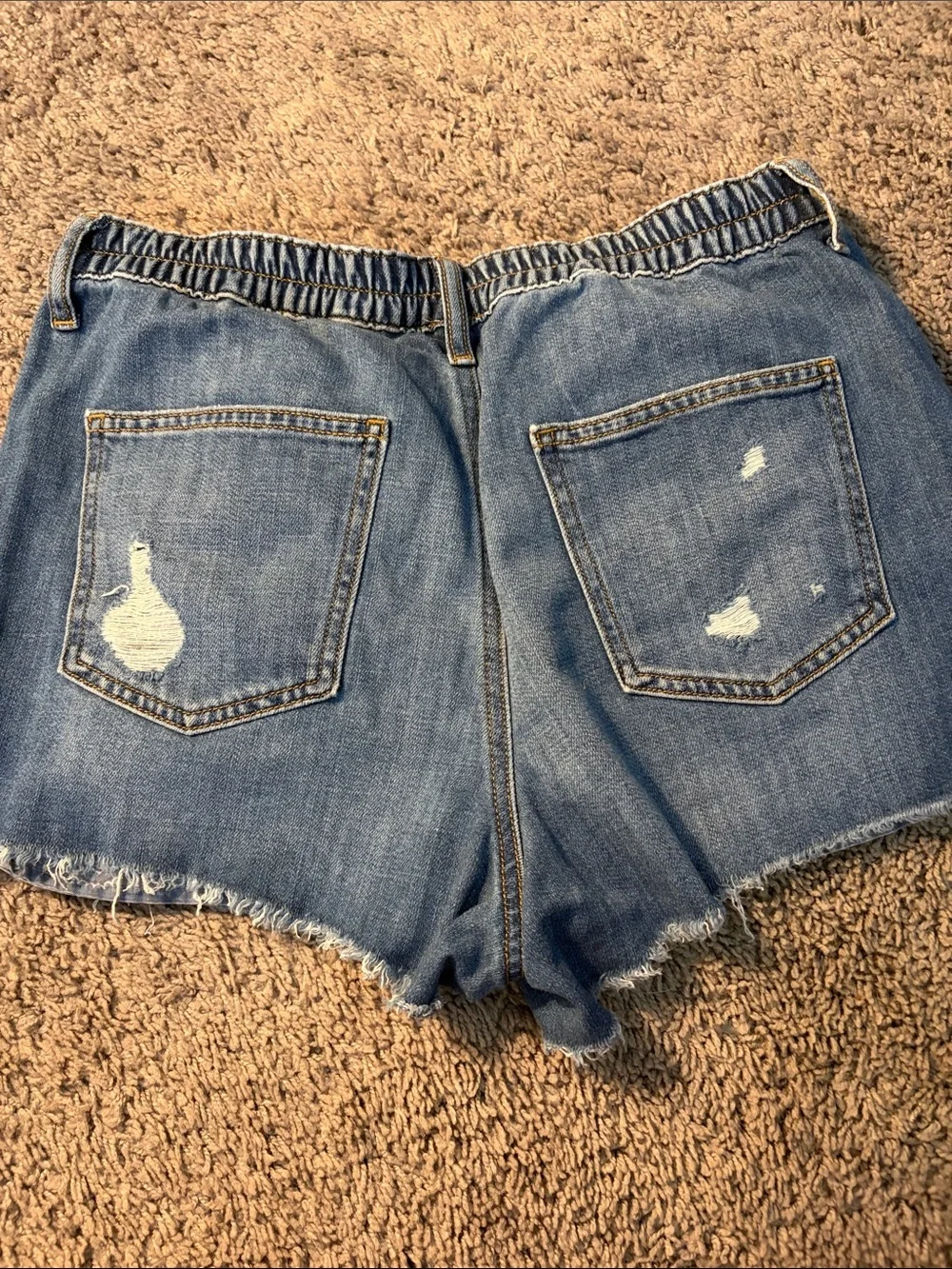 aerie Light Blue Distressed High-Waist Jean Shorts